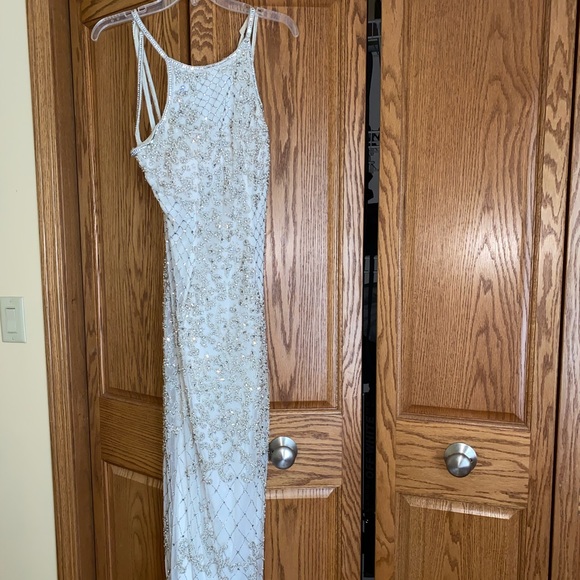 White and Silver Sherri Hill Gown